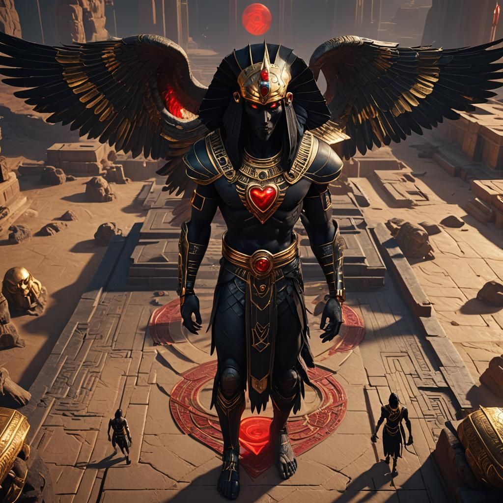 Horus and Lilith: Dark Nightmare in 3D Cinematic Style