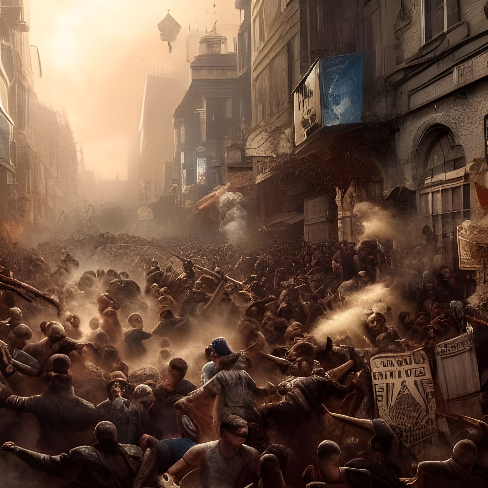 Epic Hooligans Clash: Dramatic Digital Painting