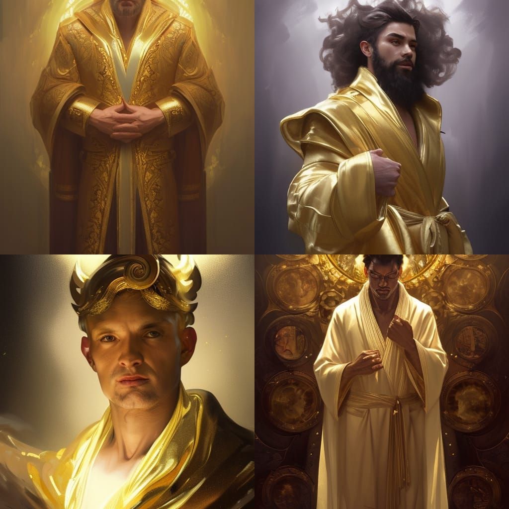 Gold Filigree Robe Portrait in Art Nouveau Style