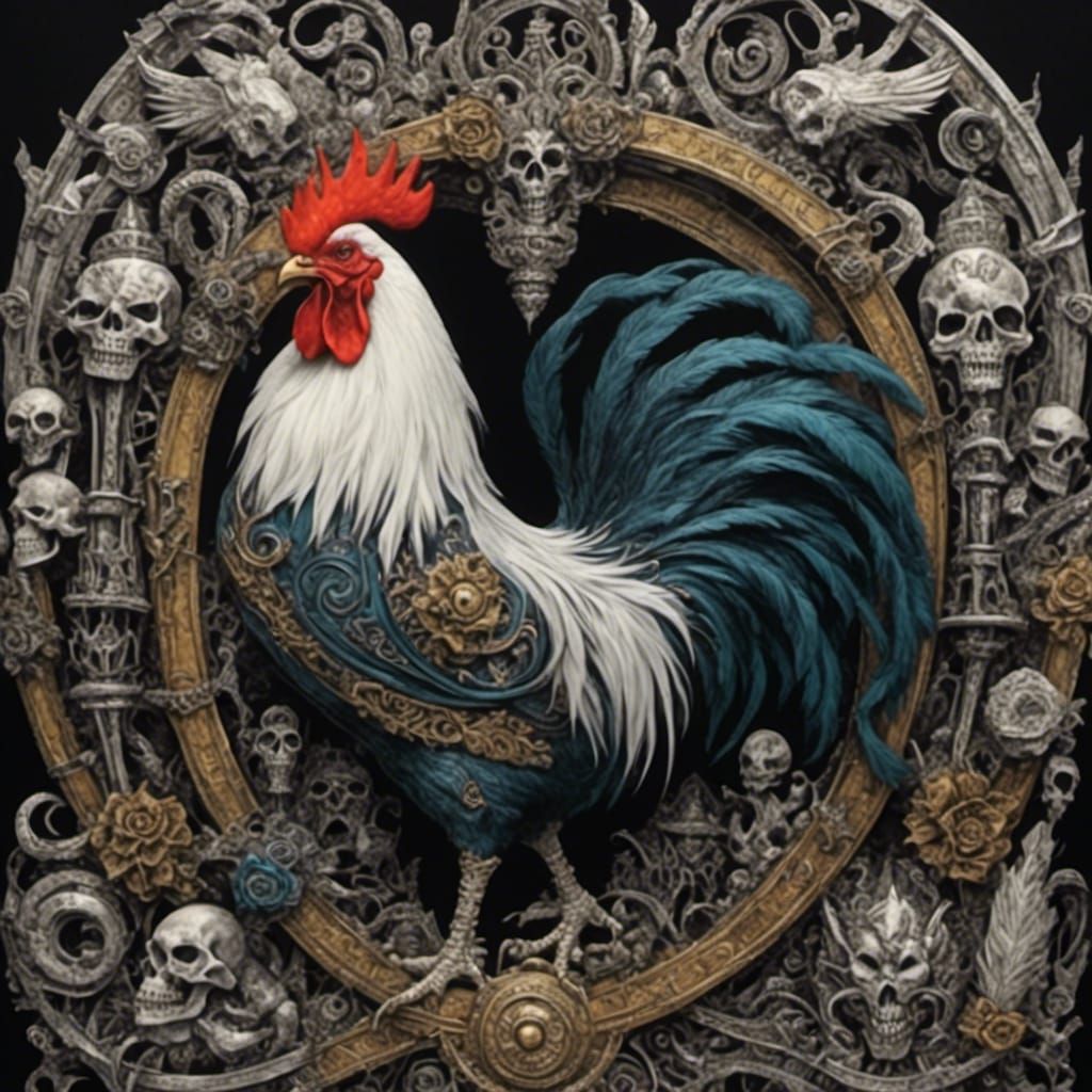 Proud Rooster Displaying Vibrant Plumage