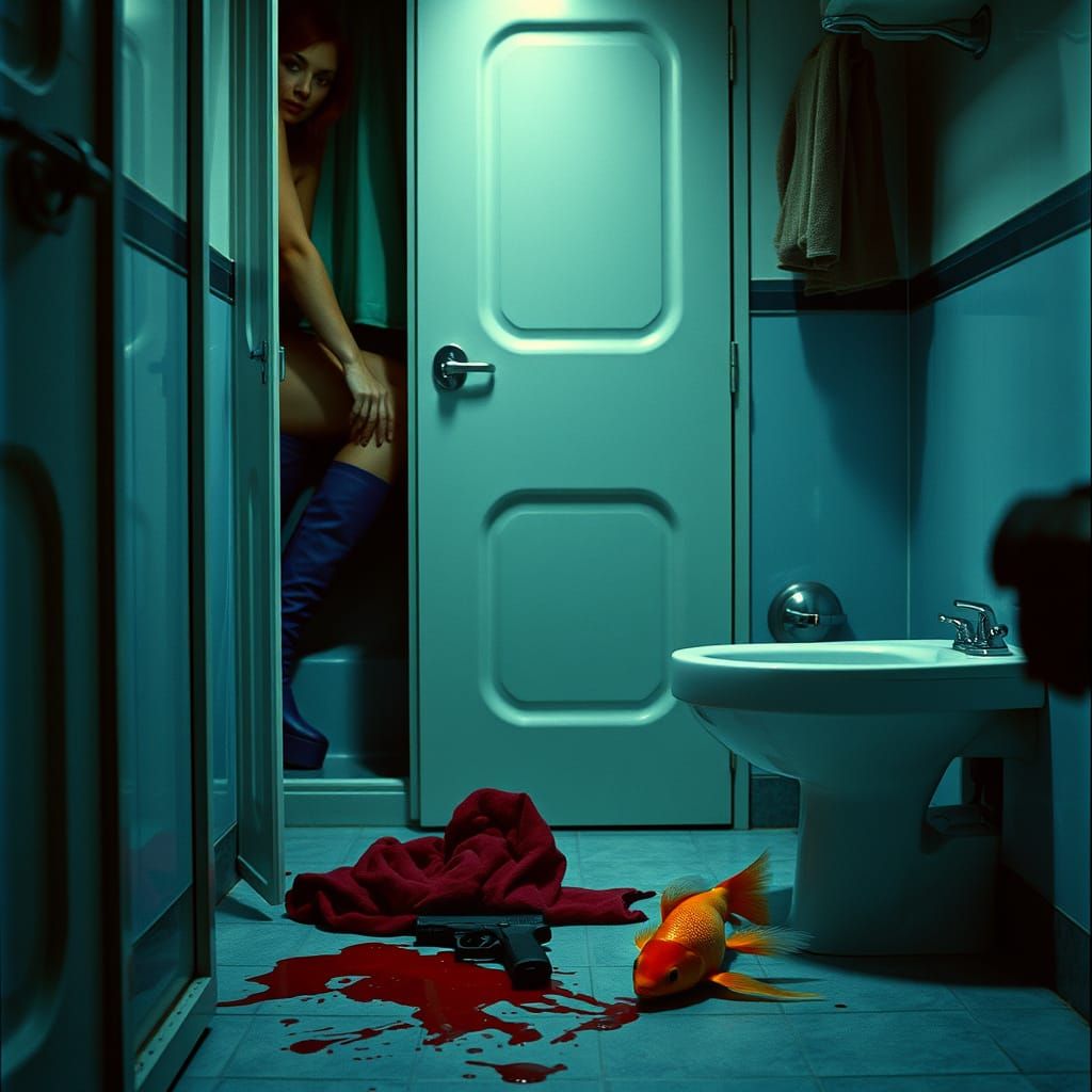 Mysterious Train Compartment in a 1970s Crime Scene