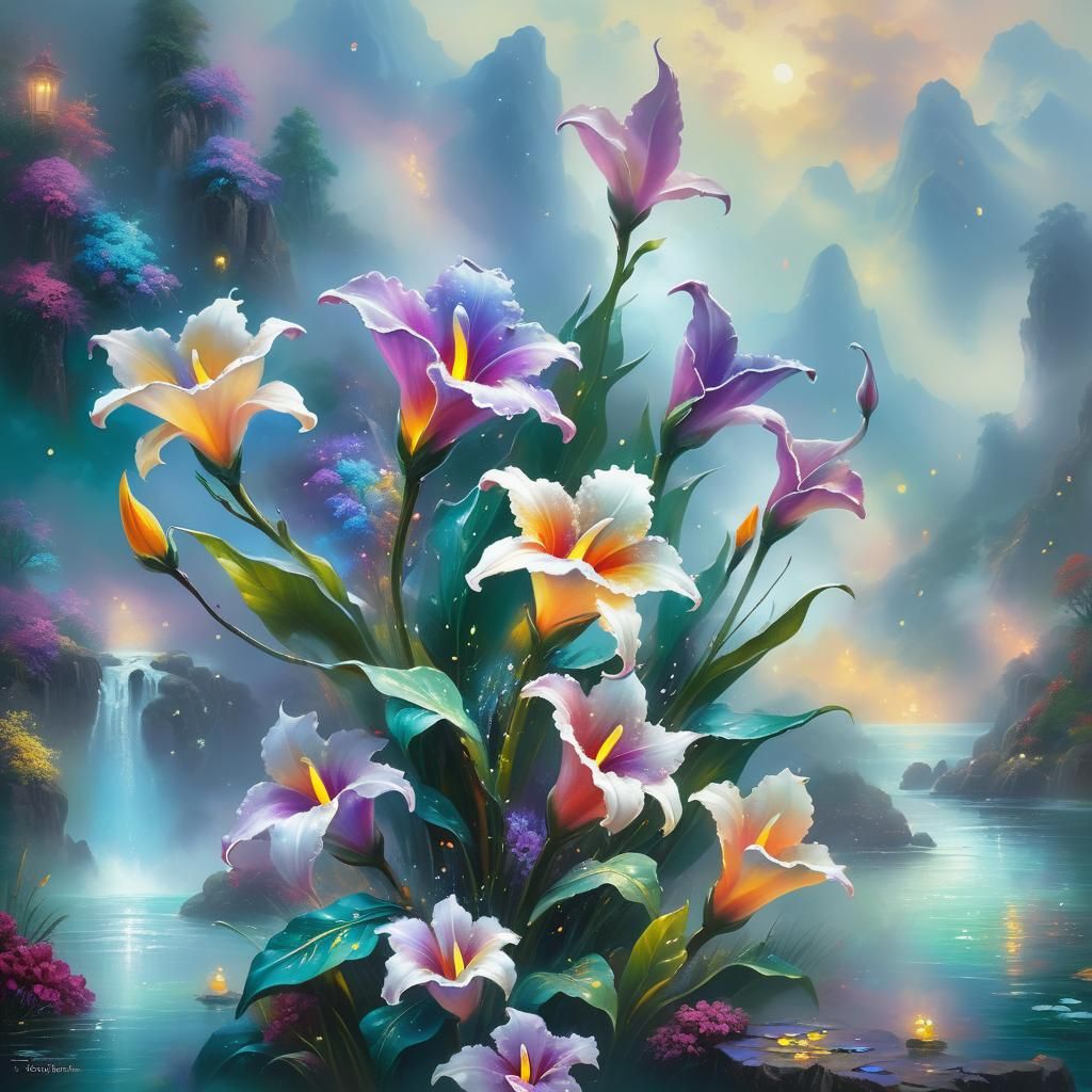 Ethereal Cala Lily in Neo-Impressionistic Style