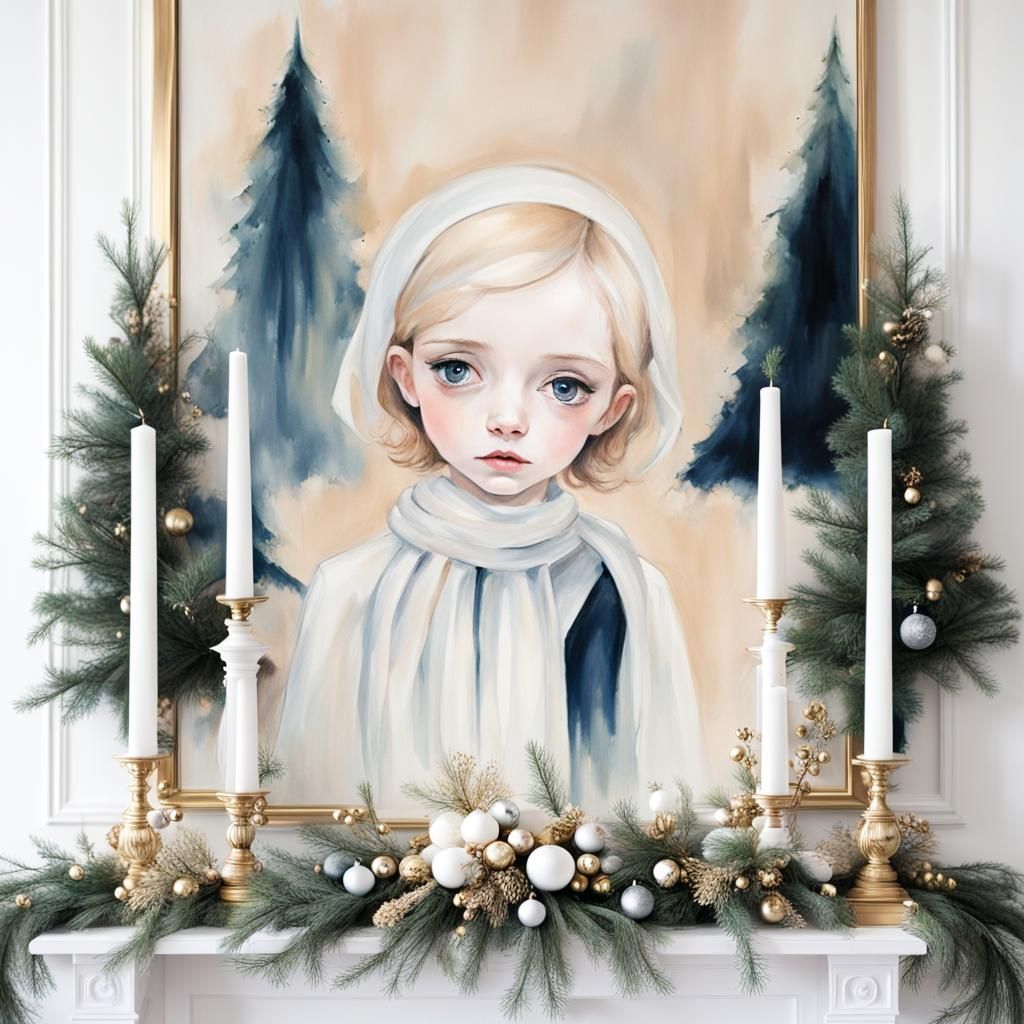 Refined Christmas Mantle in a Vintage Pop Art Style