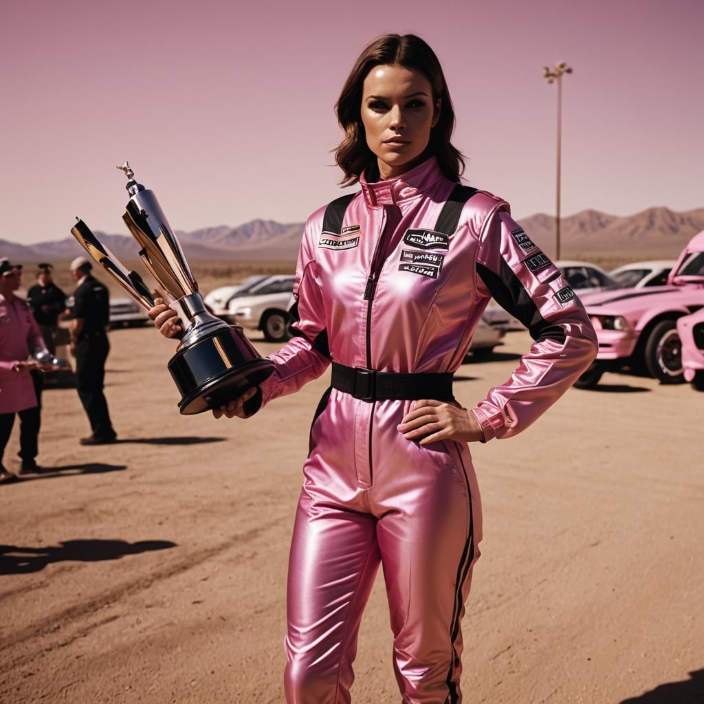 Playboy Model Mandy Thompson in Pink Race Car Suit