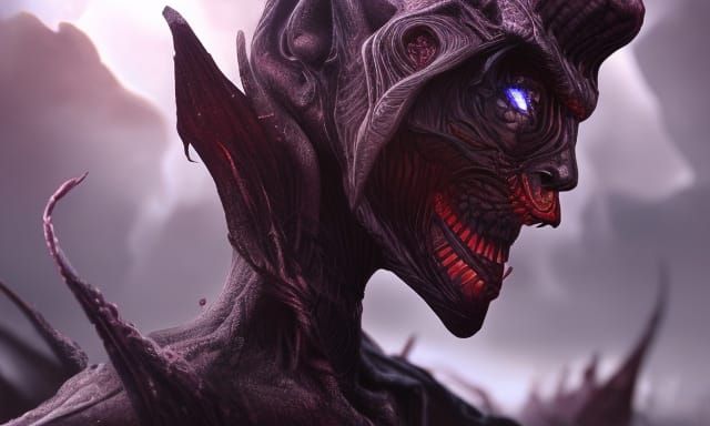 Mutated Dark Figure: Detailed Matte Painting