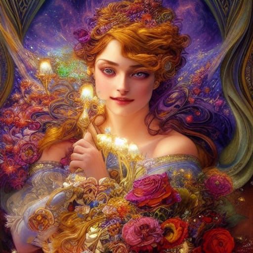 Dark Fantasy Masterpiece in Art Nouveau Style