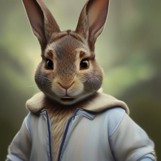 Hyperdetailed Portrait of Peter Rabbit in Art Nouveau Style
