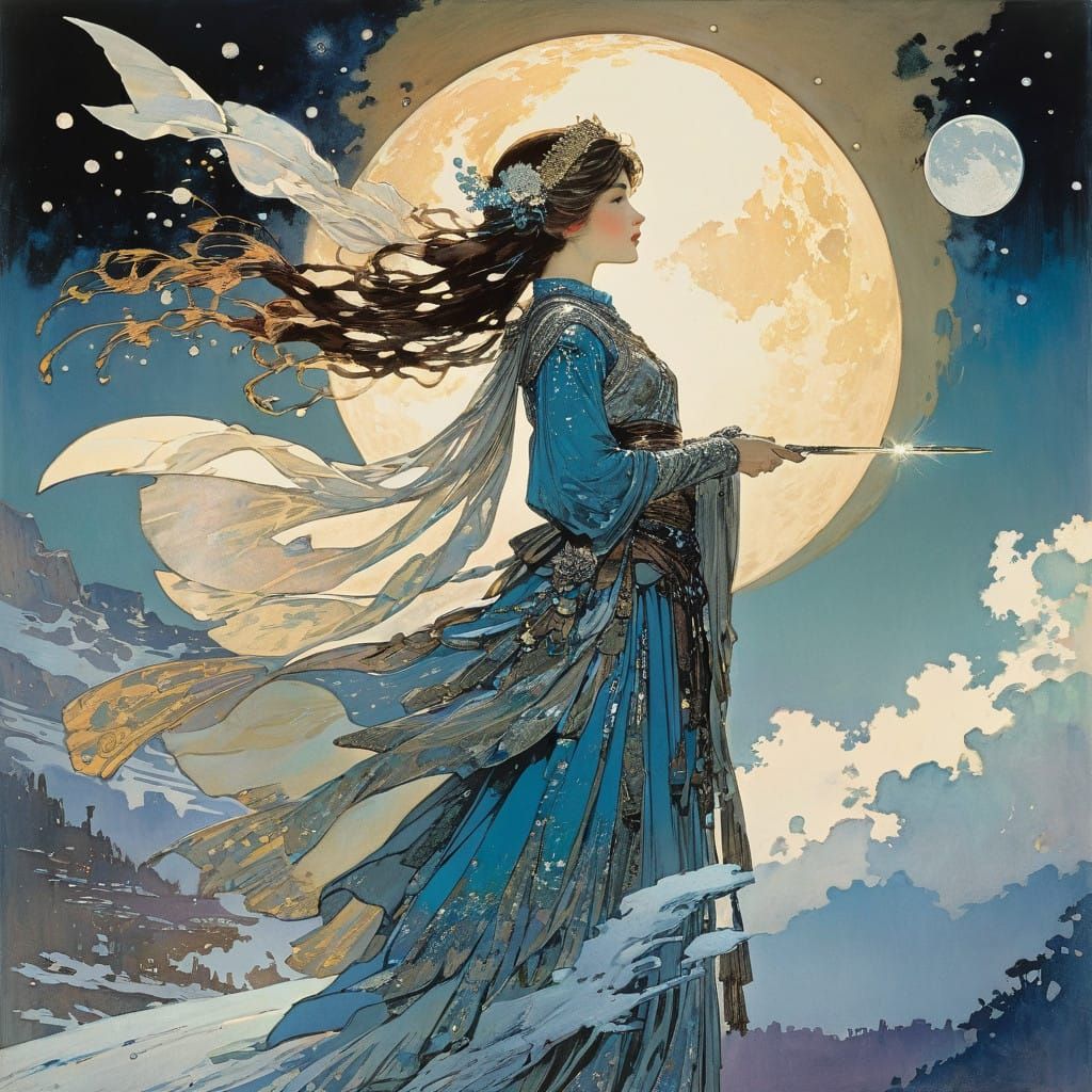 Glowing Lunar Goddess in an Ethereal Artistic Style