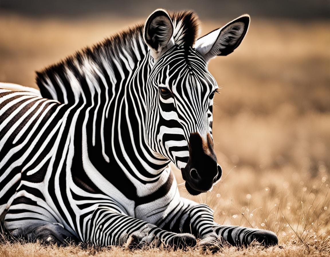 Zebra Resting in Sun: Jigsaw Puzzle Art