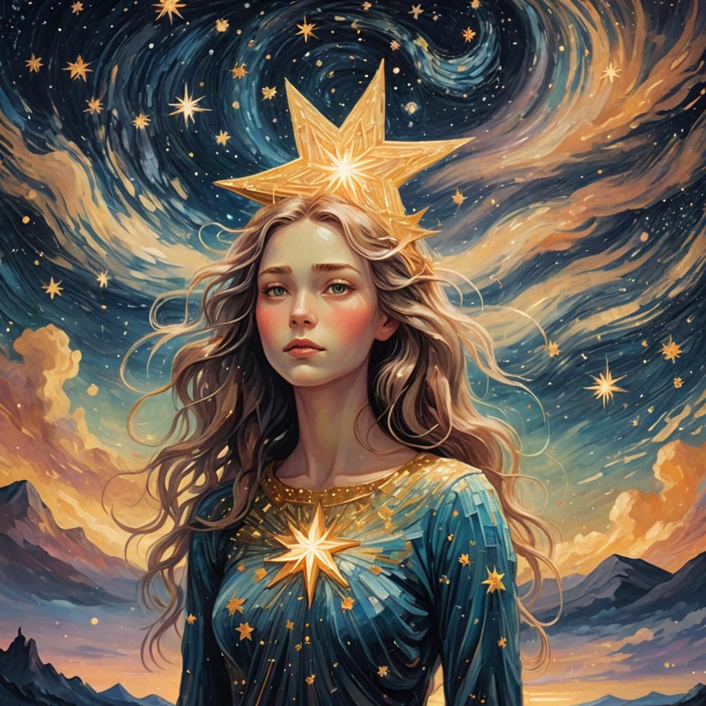 Humanoid Star in Starry Night Sky