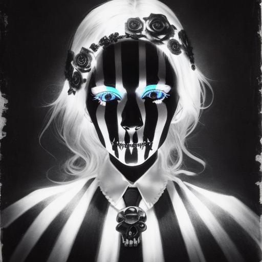 Surreal Crayon Drawing of Goth Woman with Fairy