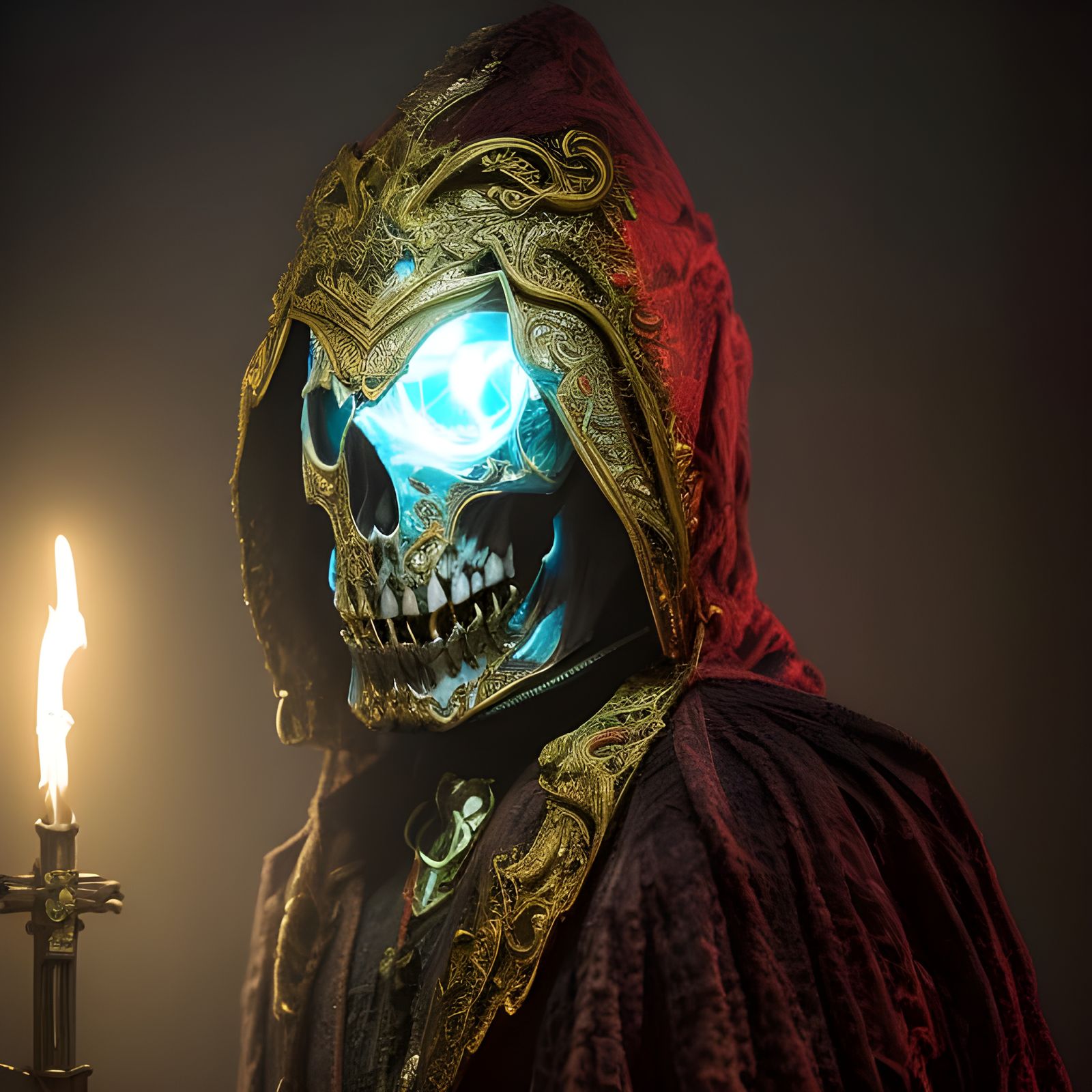Lich Wizard Portrait in Hyperrealistic Digital Art Style