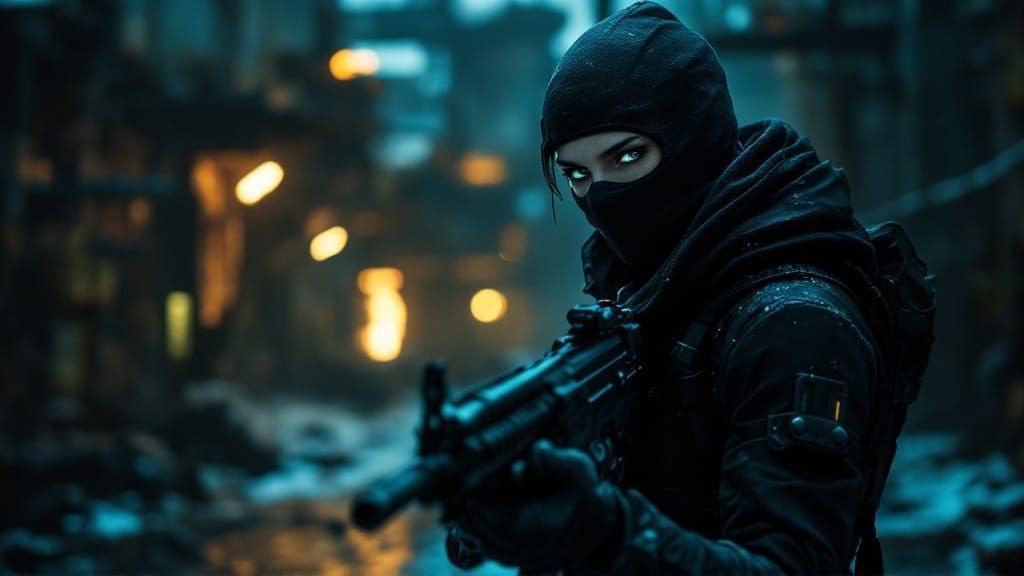 Meryl Silverburgh in Shadow Moses, in a Cinematic, Dark, Gri...