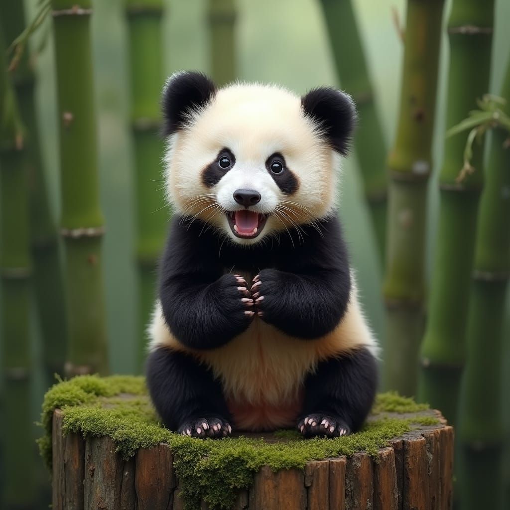 Serene Baby Panda in Naturalistic Habitat