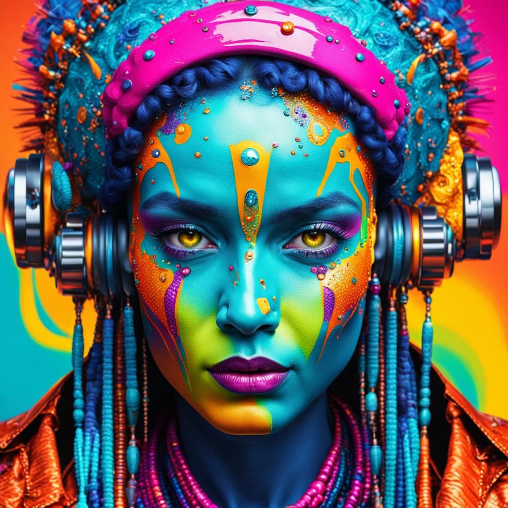 Biopunk Woman in Vibrant Colors