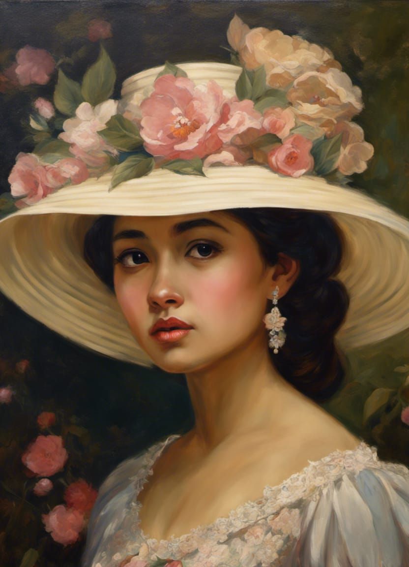 Elegant Portrait of Indonesian Woman in Gothic Art Style