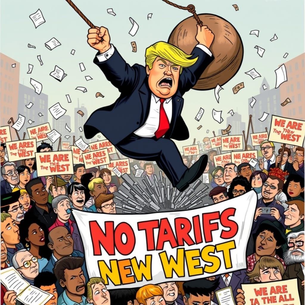 Cartoon Chaos: Trump Wrecking Ball Smashes Through Diverse P...