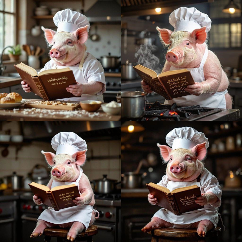 Pink Pig Chef Prepares Food from Arabic Cookbook