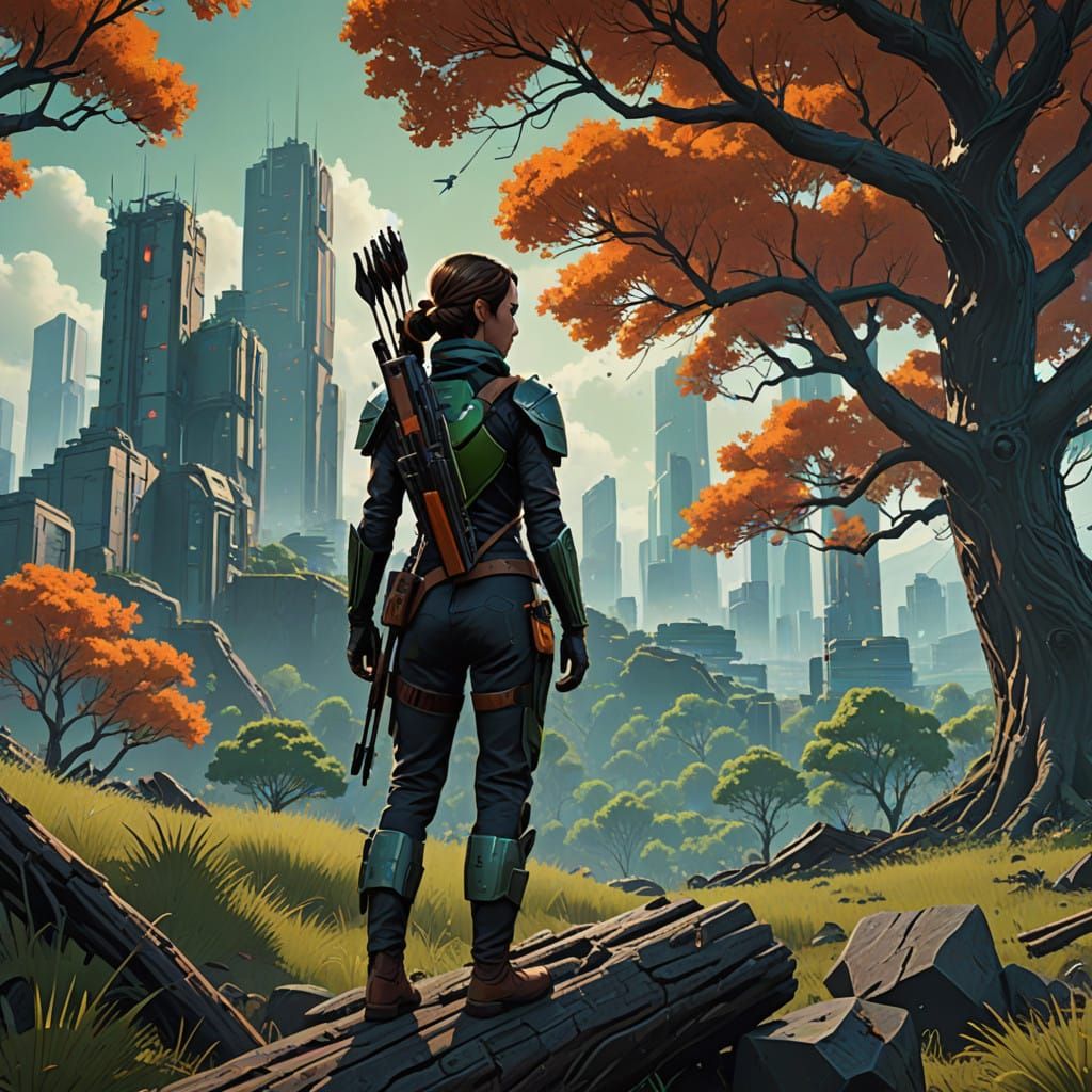 Katniss Everdeen in the Ruins of Panem