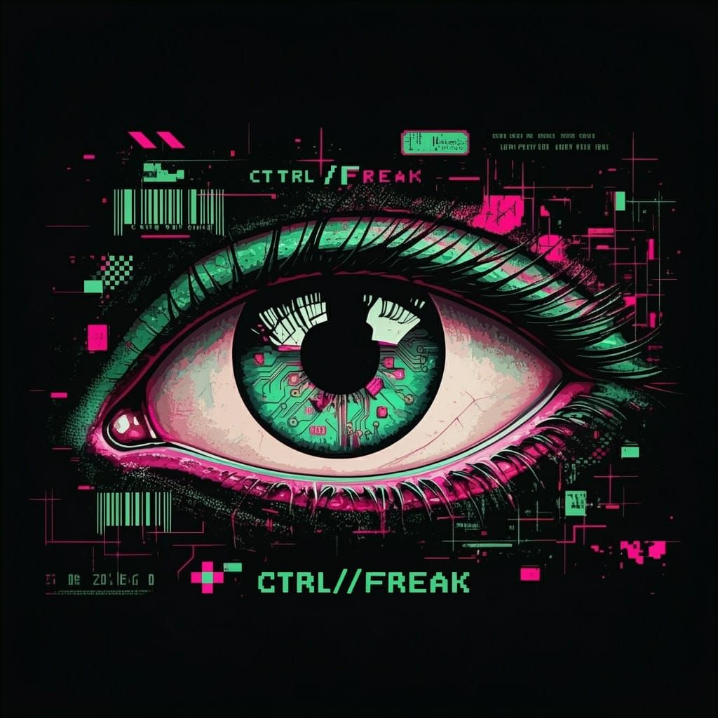 Neon Pop Art Eye in Cyberpunk Style