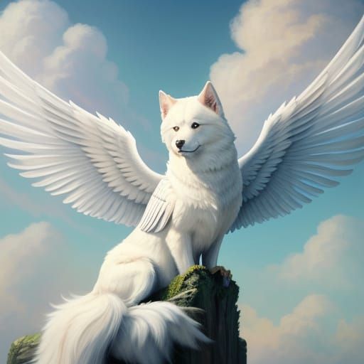 angel dog with wings