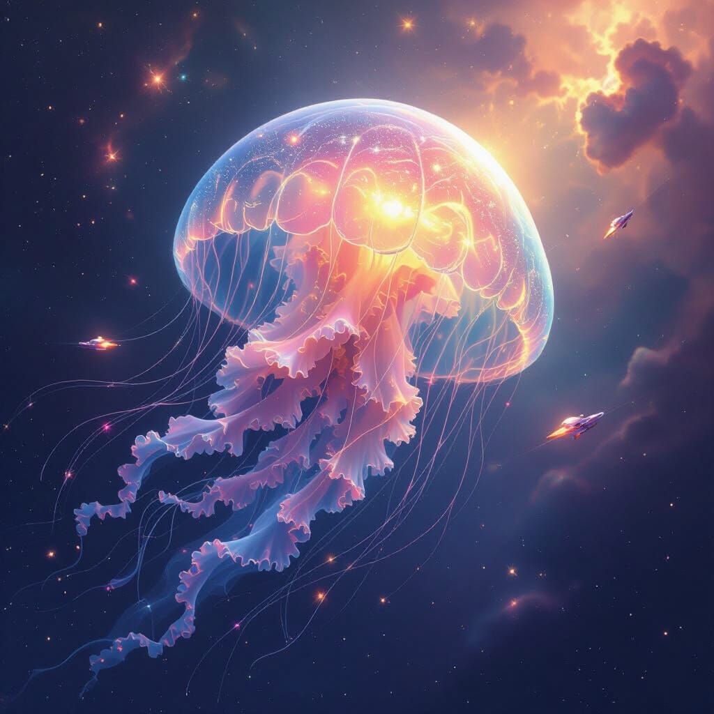Ethereal Jellyfish Constellation in Cosmic Ocean