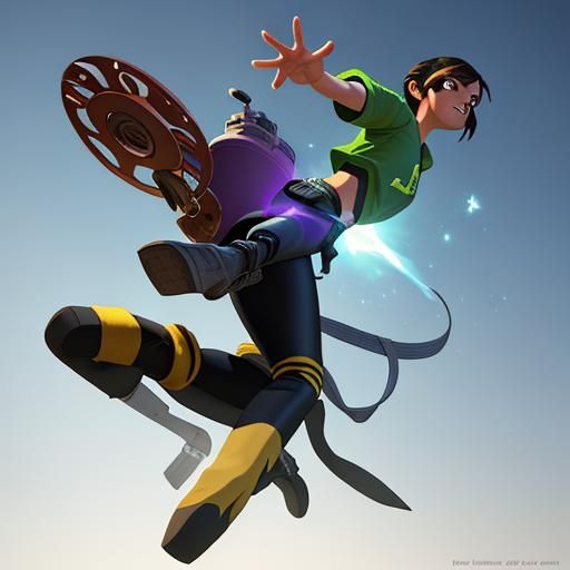 Falling Figure in Pixar-Style 3D Digital Art