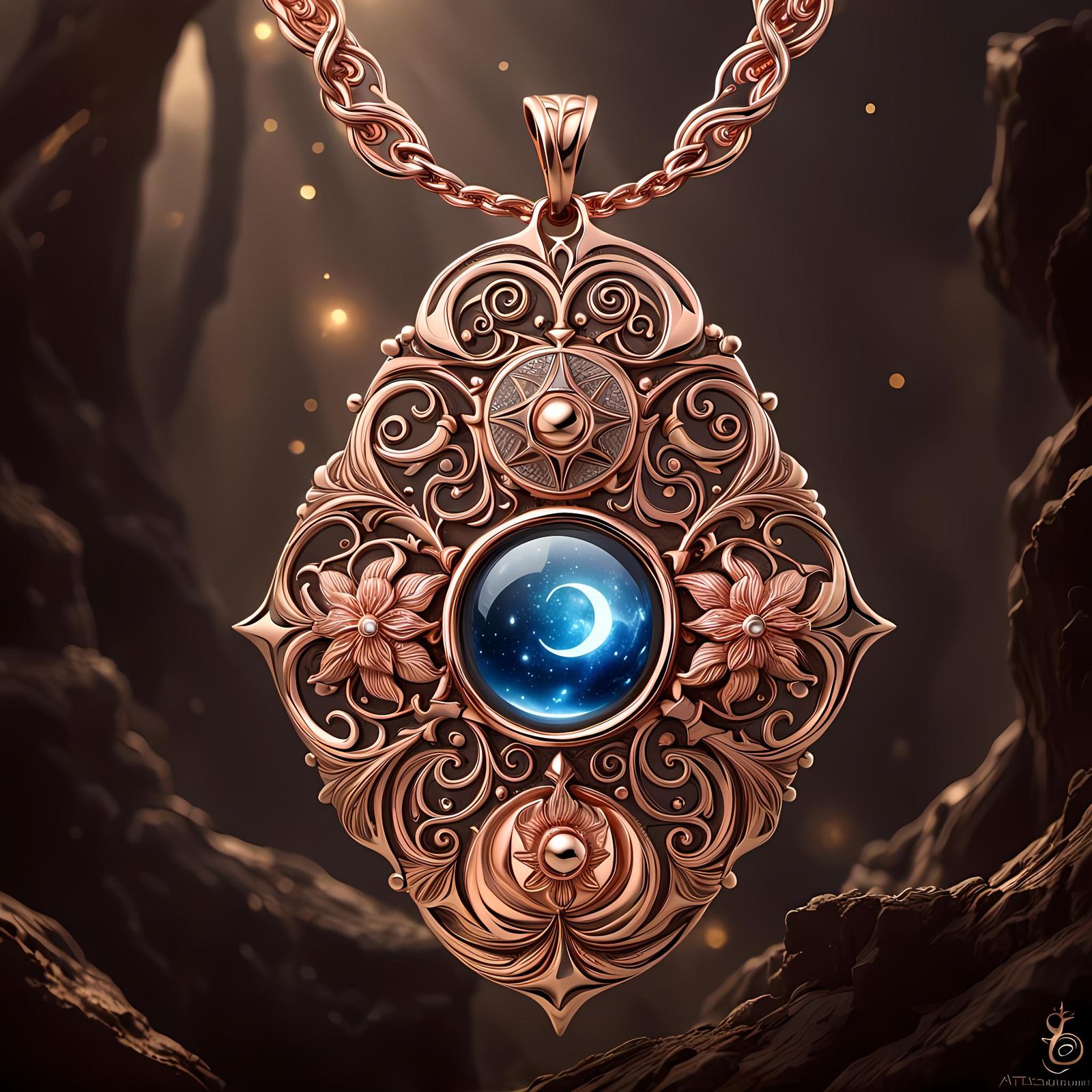 Rose Gold Fantasy Magic Jewelry Pendant