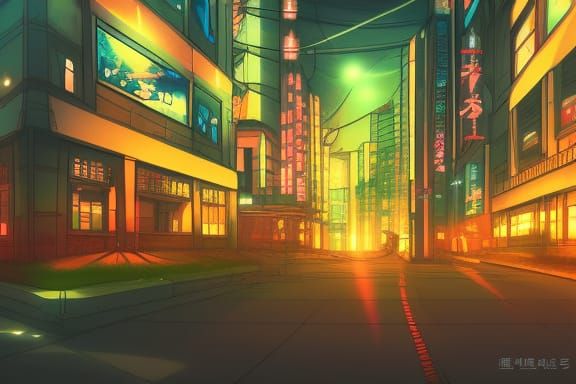 lo-fi cityscape at night by artist "anime", Anime Key Visual, Japanese Manga, Pixiv, Zerochan, Anime art, Fantiai, Anime...