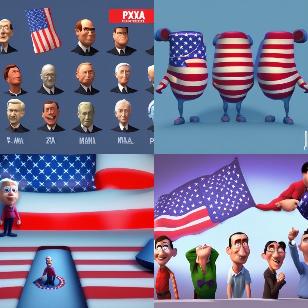 USA Presidents in Pixar Style 3D Art
