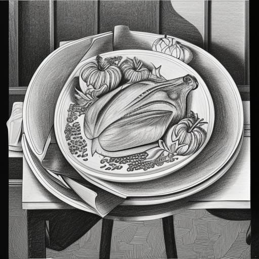 Thanksgiving Dinner in Escher Style