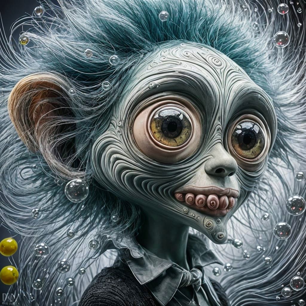 Abstract Iridiscent Soapwater Frankenweenie in Cubist Style