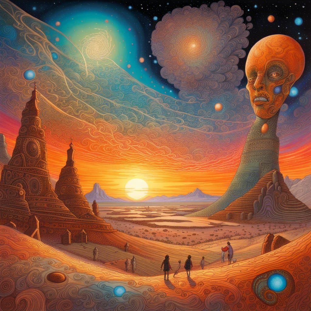 Ethereal Spirits Haunt Desert Galaxy Sunset