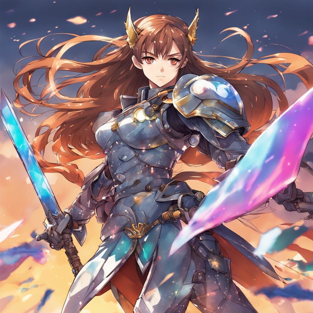 Elf Fighter in Anime Style Running into War