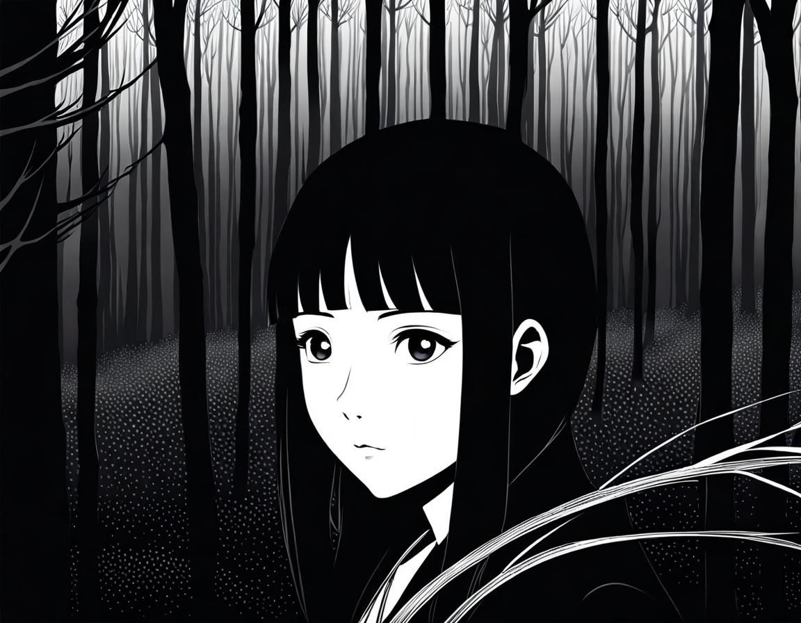 Manga Girl Emerges from Dark Forest