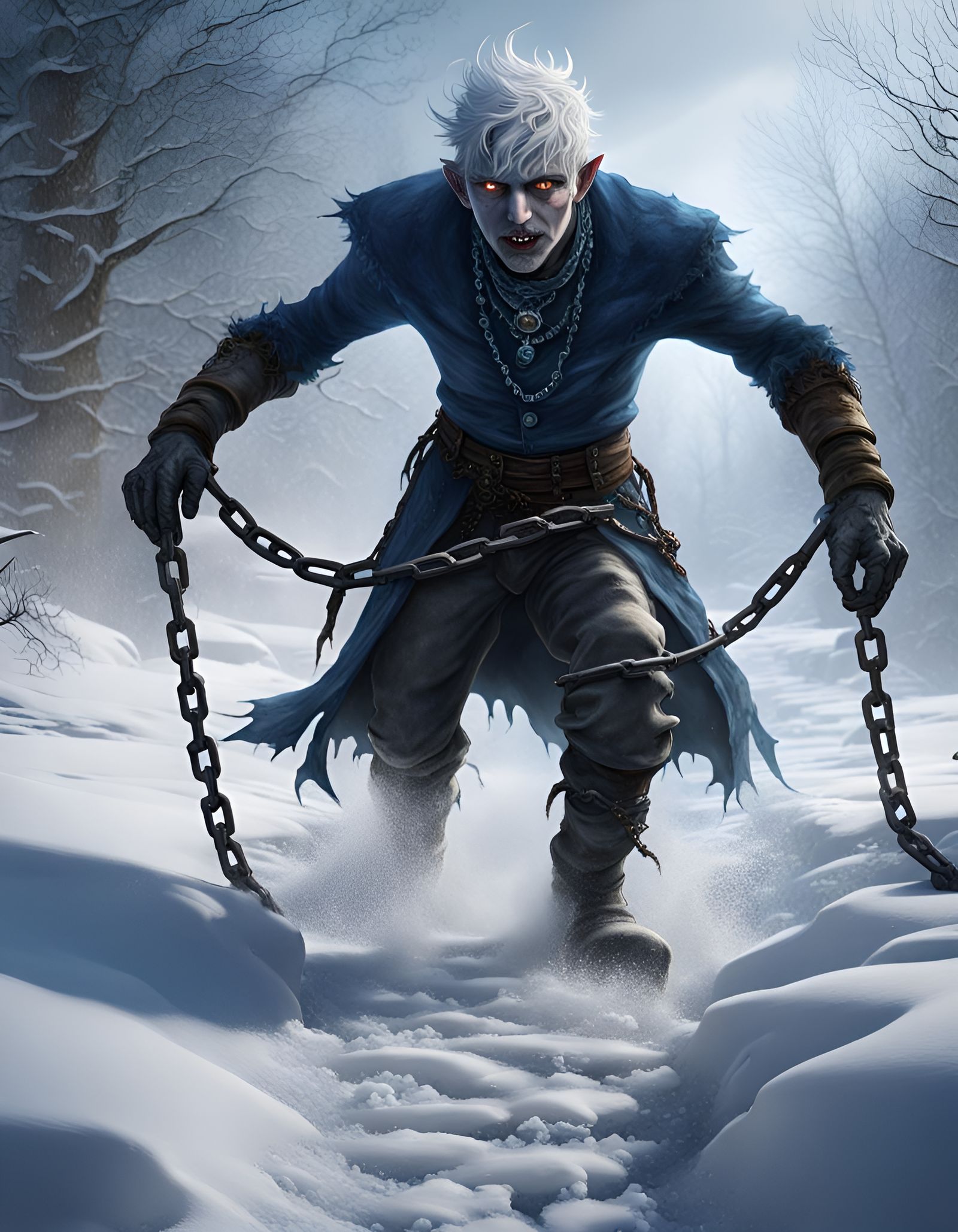 Demonic Jack Frost Drags Chains in Snowy Horror