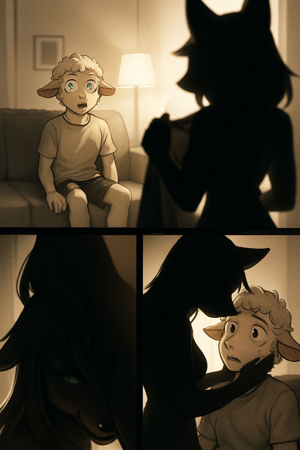 Anime Fox Girl Seduces Lamb with Vivid Colors