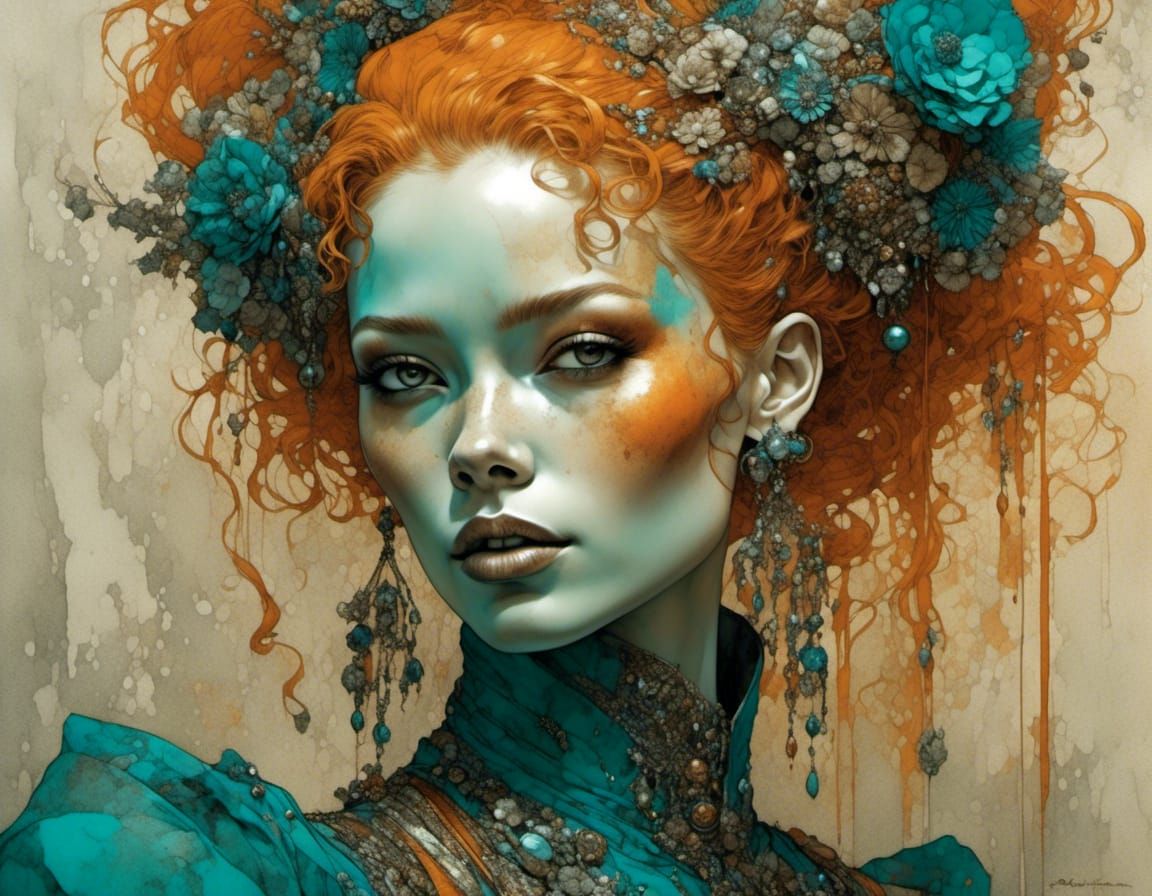 orange,teal portrait