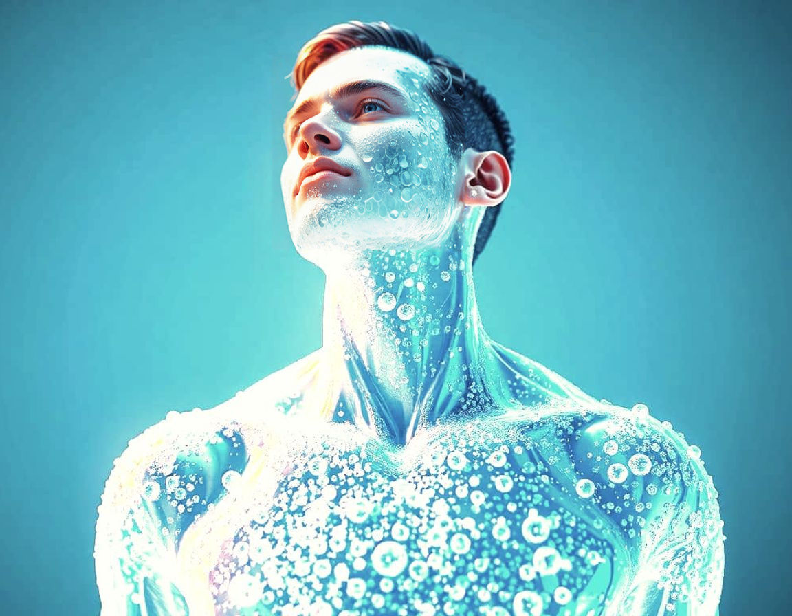 Bubbly Human Formed from Soda Water