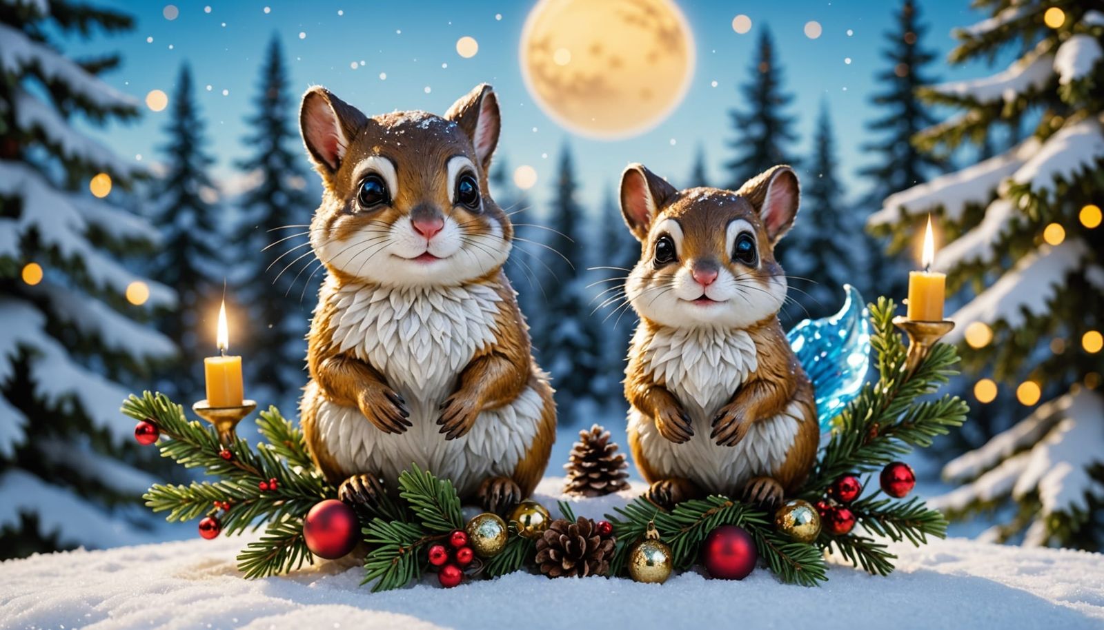Festive Christmas Flying Squirrel Glass Sculpture