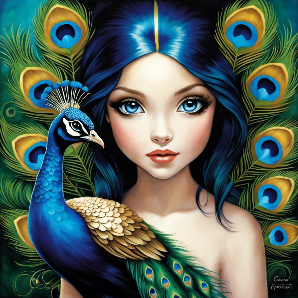 Majestic Peacock in Gothic Art Style