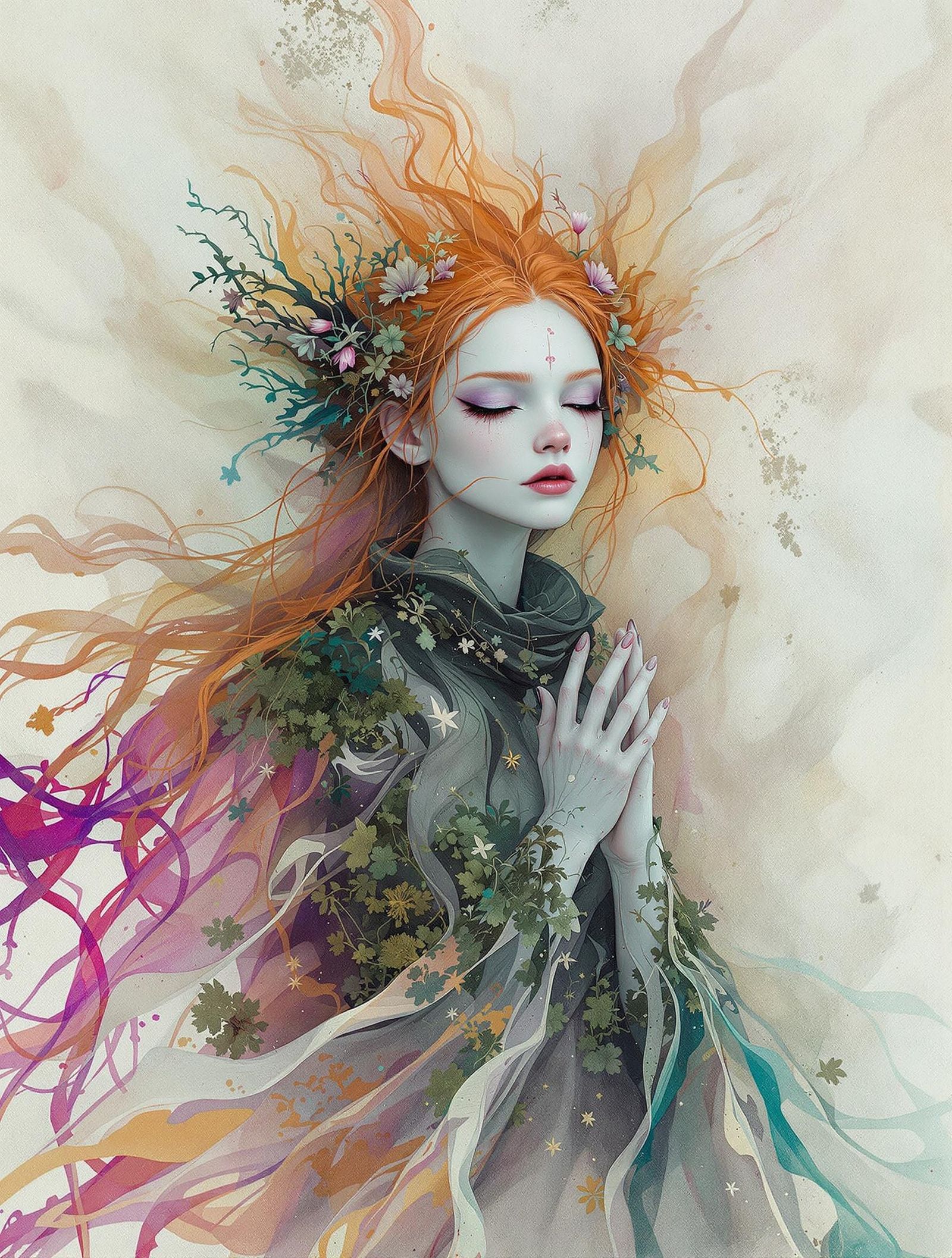 Surreal Fairy Amidst Industrial Decay in Vibrant, Mixed-Medi...