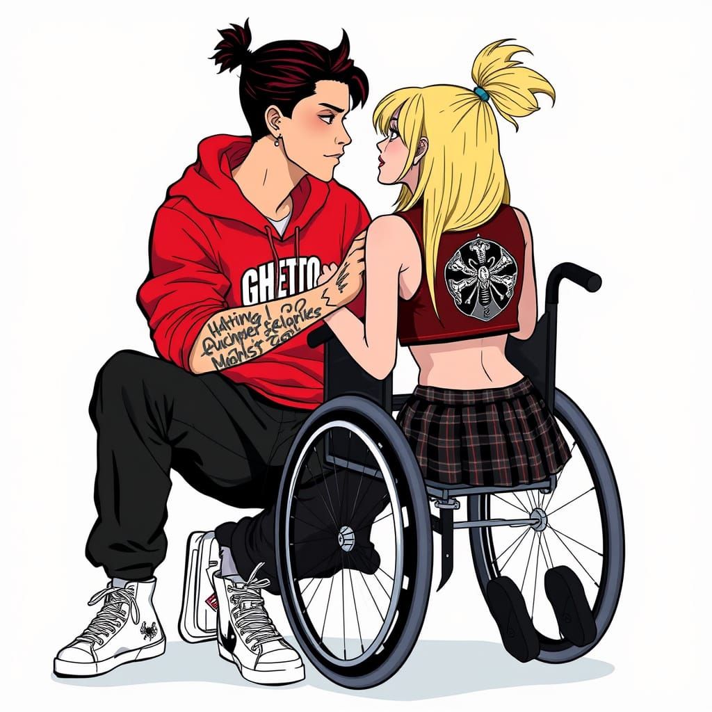 Amorous Couple in French Comic Book Style