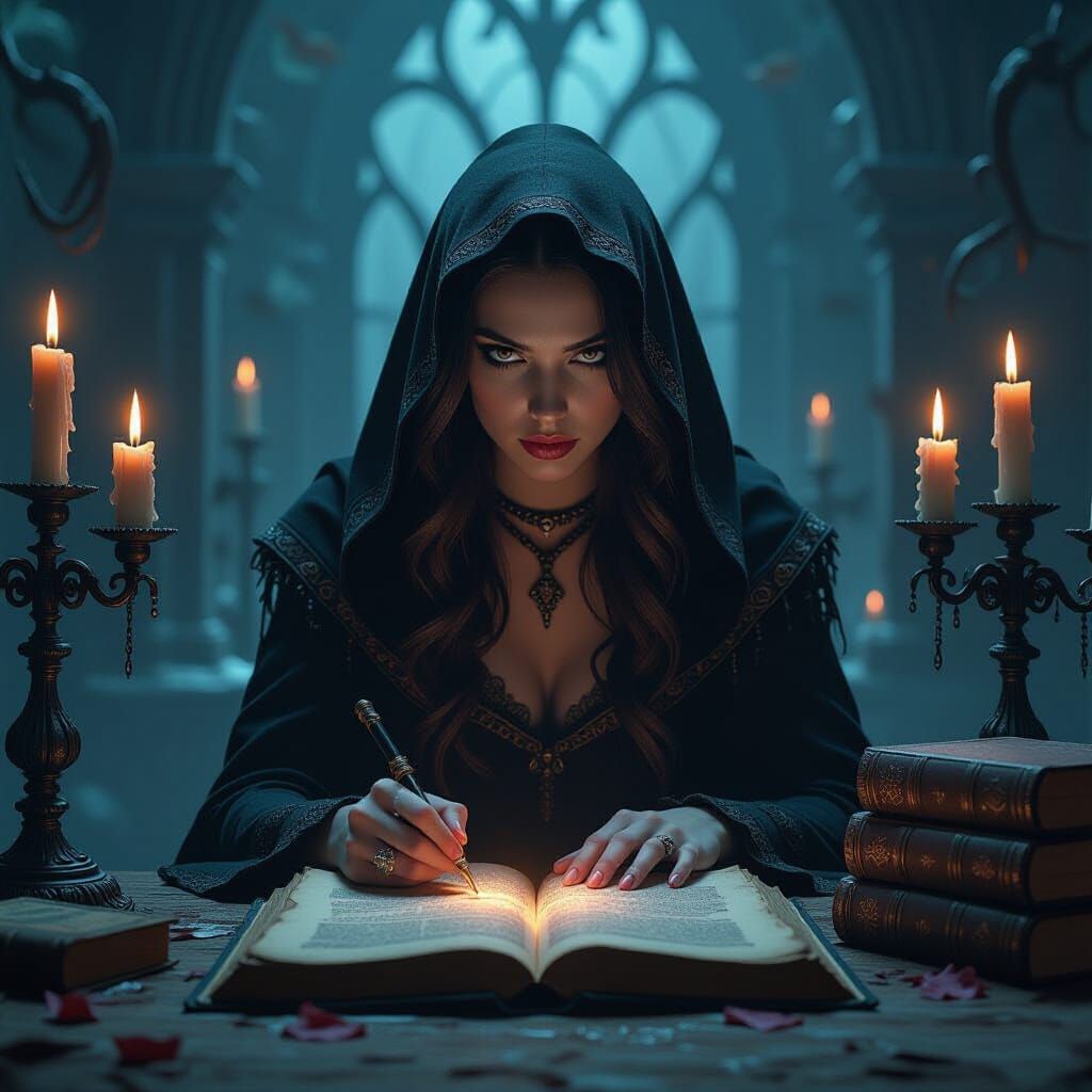 Goth Girl's Dark Pact in Fantasy Concept Art