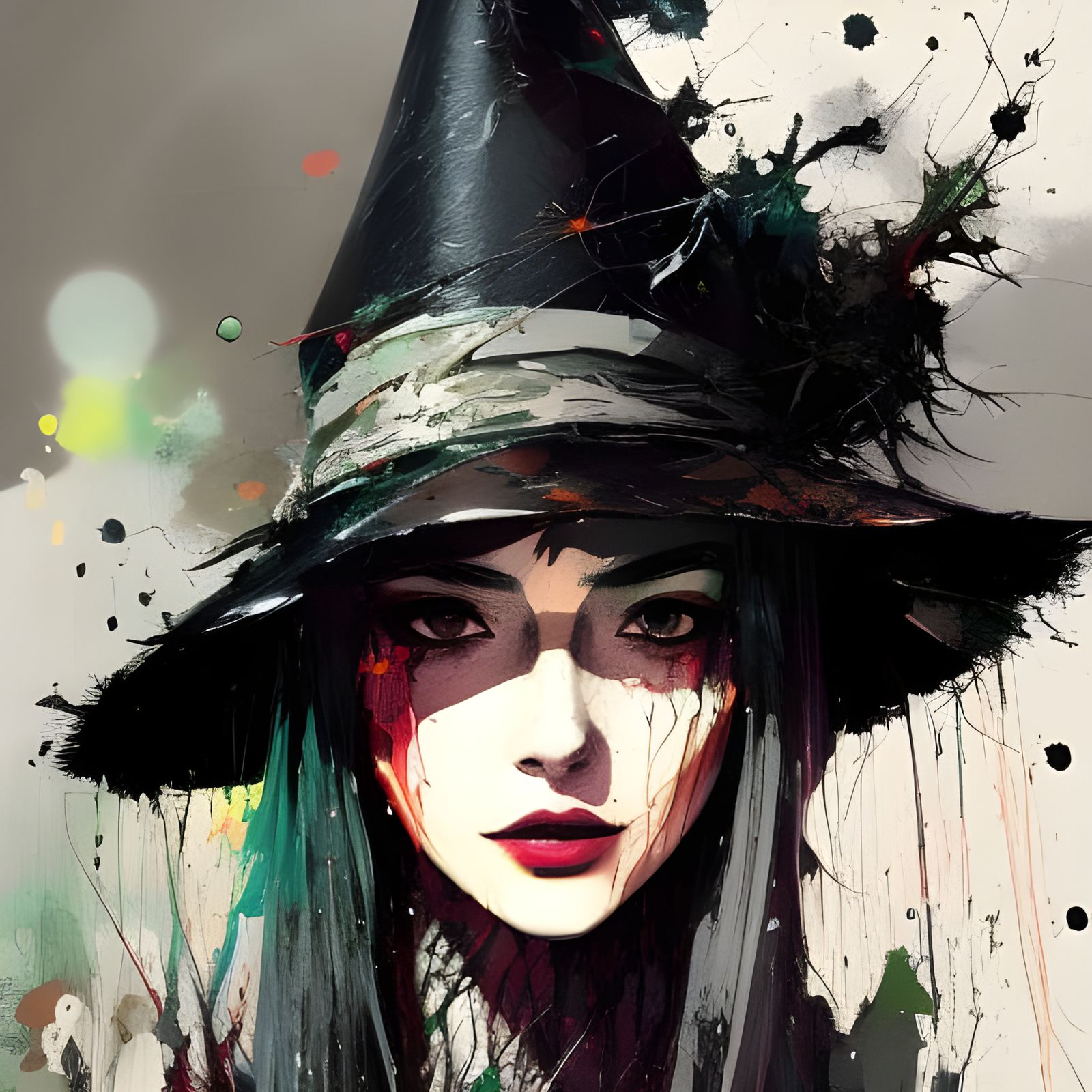 Textured Witch Hat Portrait in Speedpaint Style