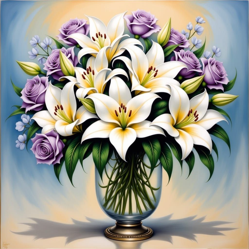 Ethereal Floral Scene in Impressionist Style