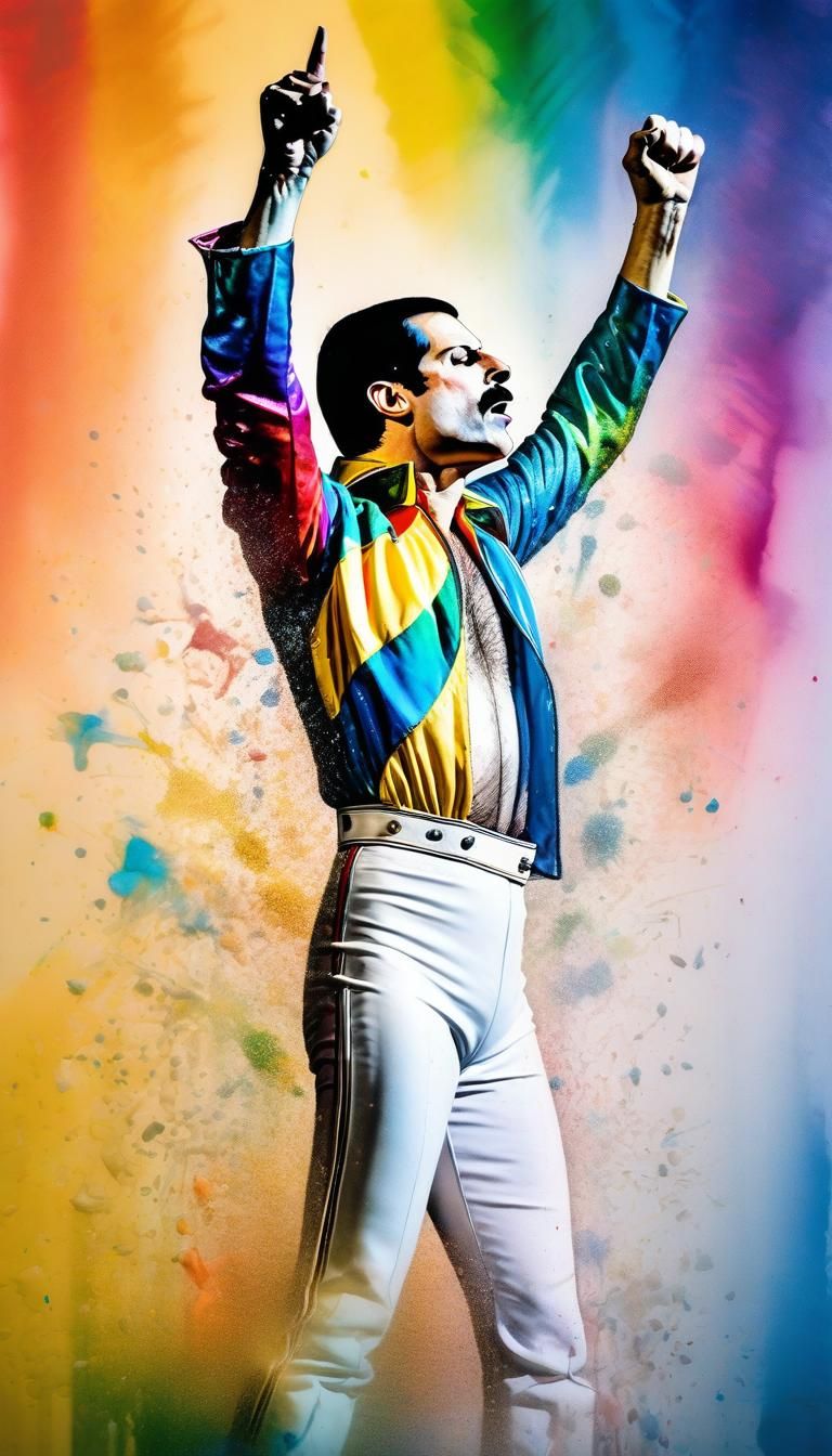 Freddie Mercury Triumphant: Double Exposure Alcohol Ink Port...