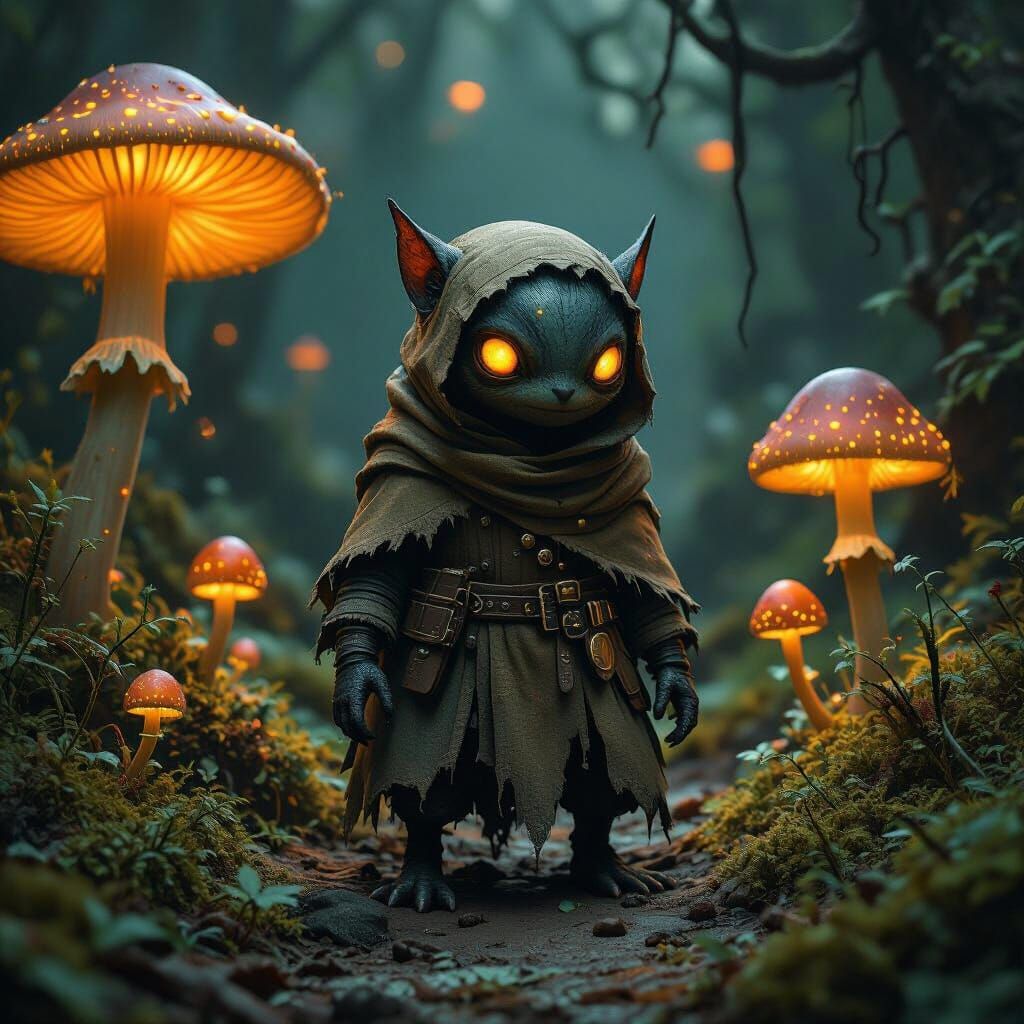 Ominous Creature Jett in Mystical Environment as Matte Paint...