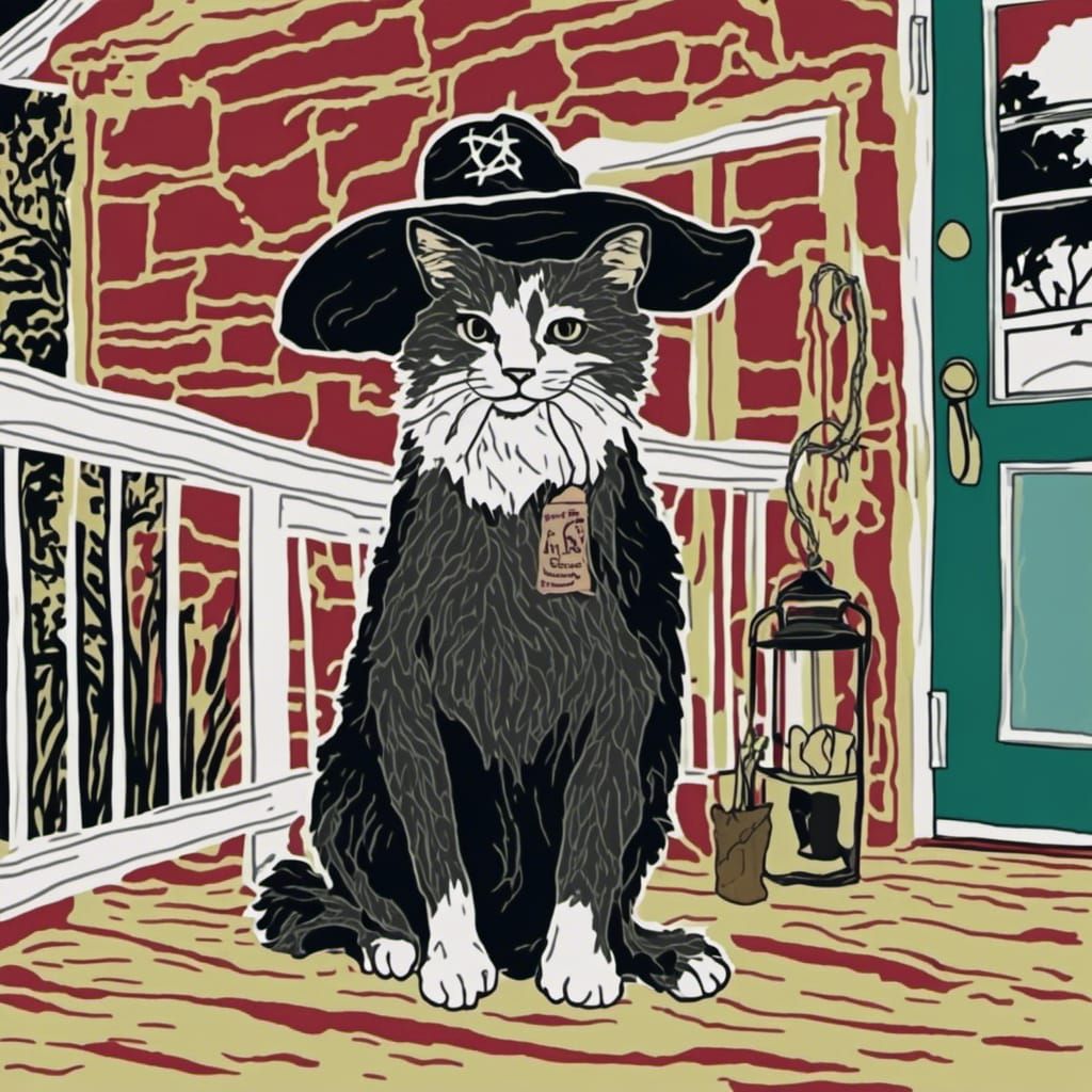 Sheriff on Porch with Hat Brim Low