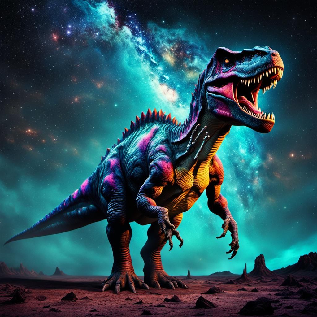 Cosmic Tyrannosaurus in Retrofuturist Apocalypse
